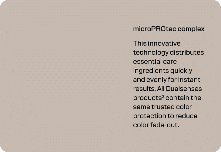 microPROtec complex This innovative technology distributes essential care ingredients quickly and evenly for instant ...