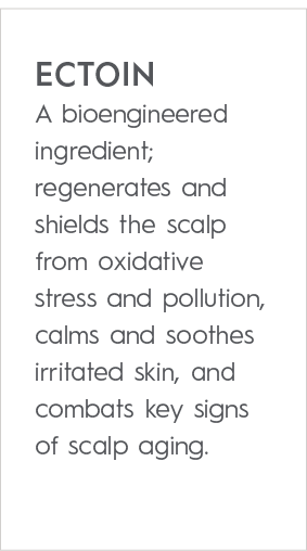 ECTOIN A bioengineered ingredient; regenerates and shields the scalp from oxidative stress and pollution, calms and s...
